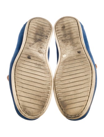 Lanvin Suede Colorblock Pattern Boat Shoes