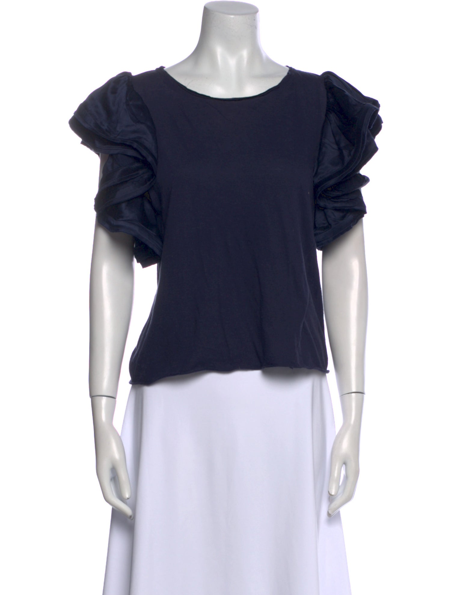Lanvin Bateau Neckline Short Sleeve Crop Top