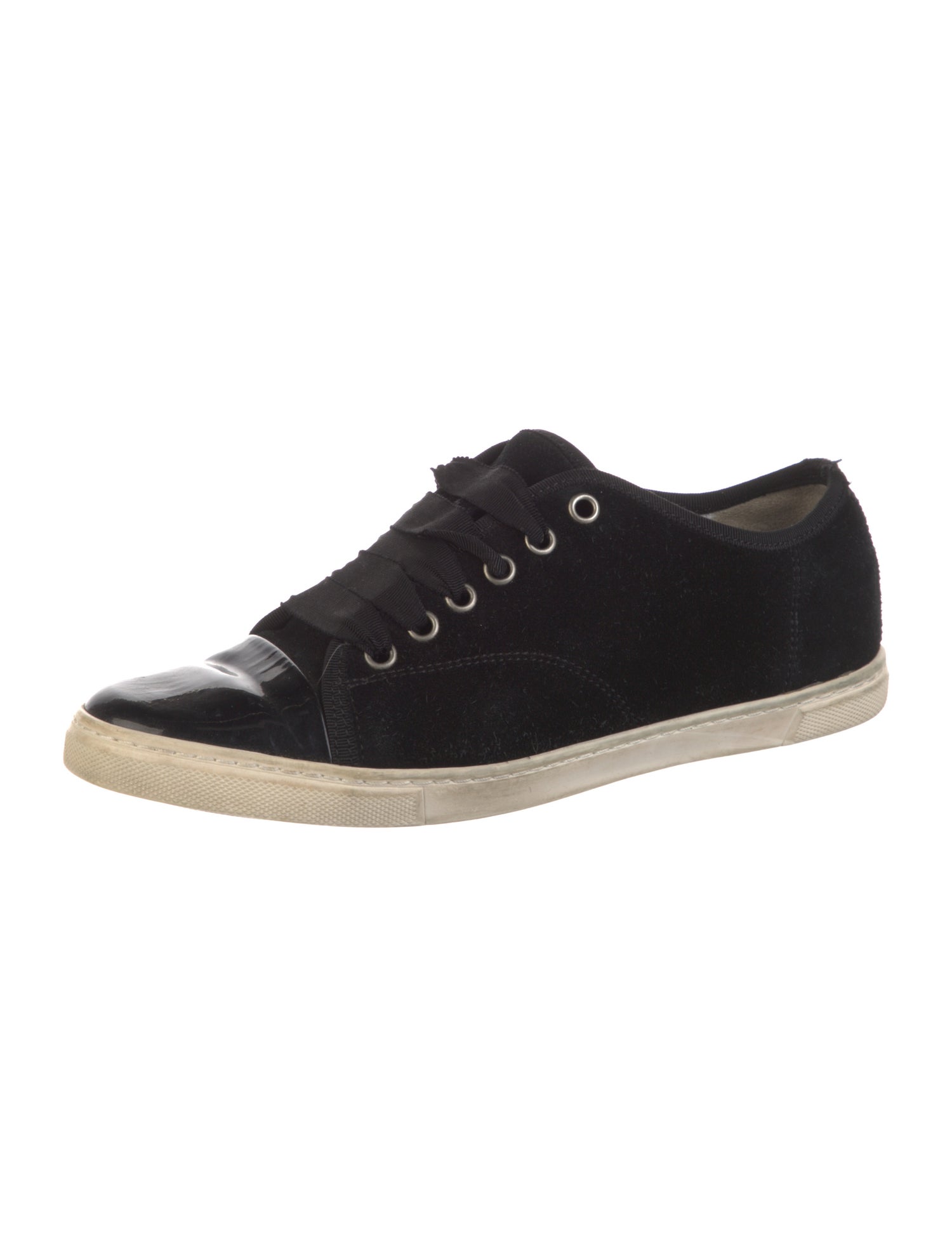 Lanvin Suede Grosgrain Trim Sneakers