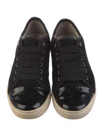 Lanvin Suede Grosgrain Trim Sneakers