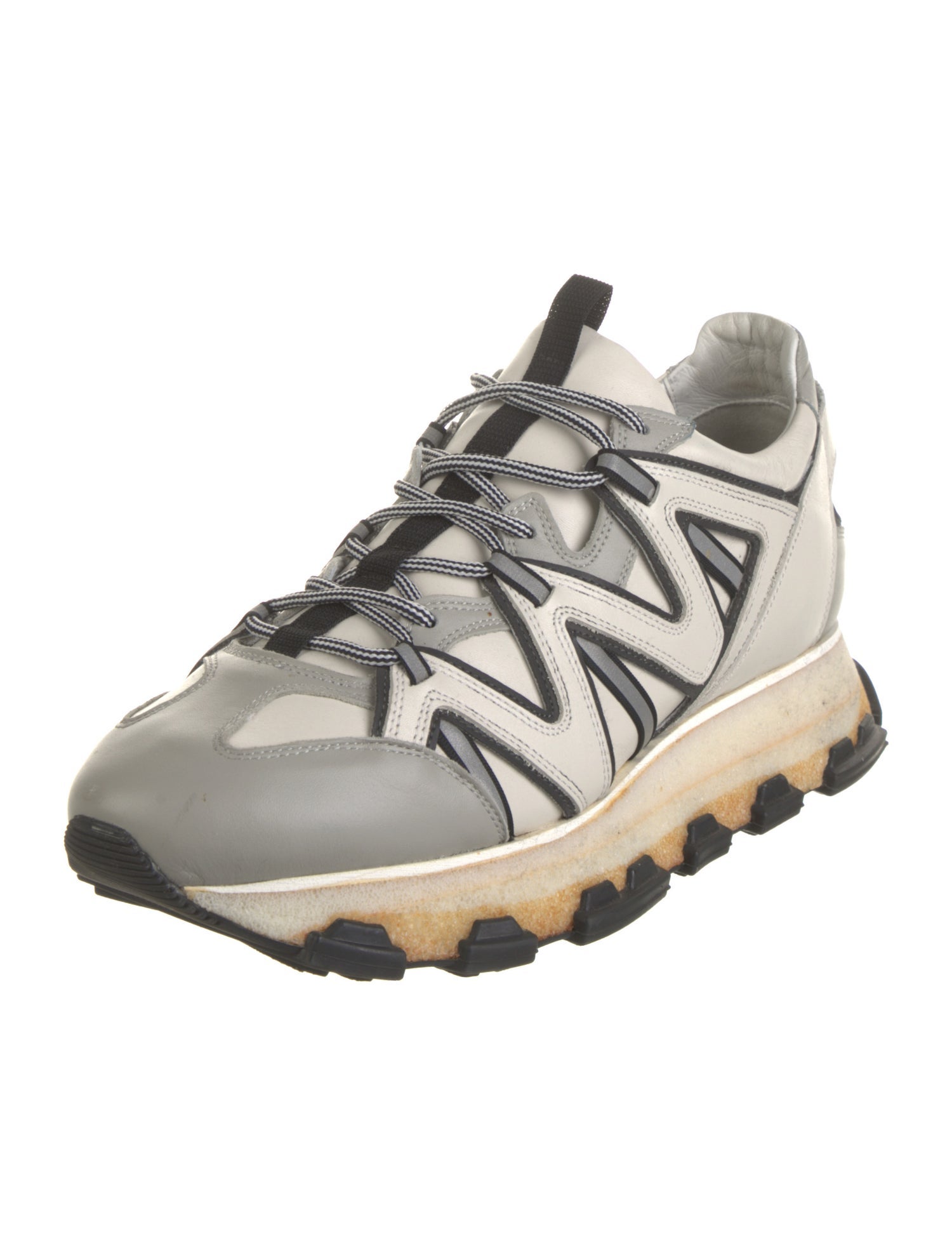 Lanvin Leather Colorblock Pattern Athletic Sneakers