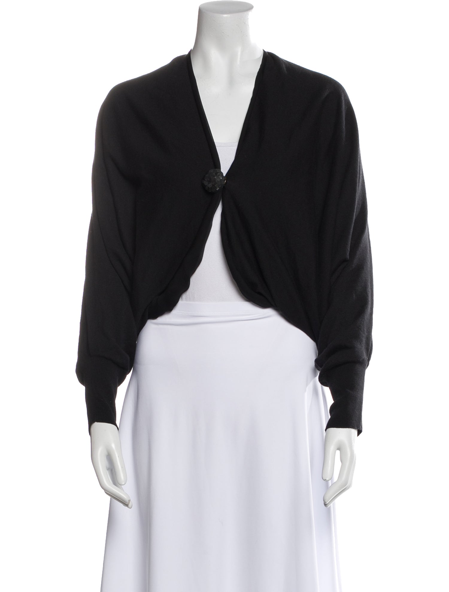 Lanvin V-Neck Long Sleeve Crop Top