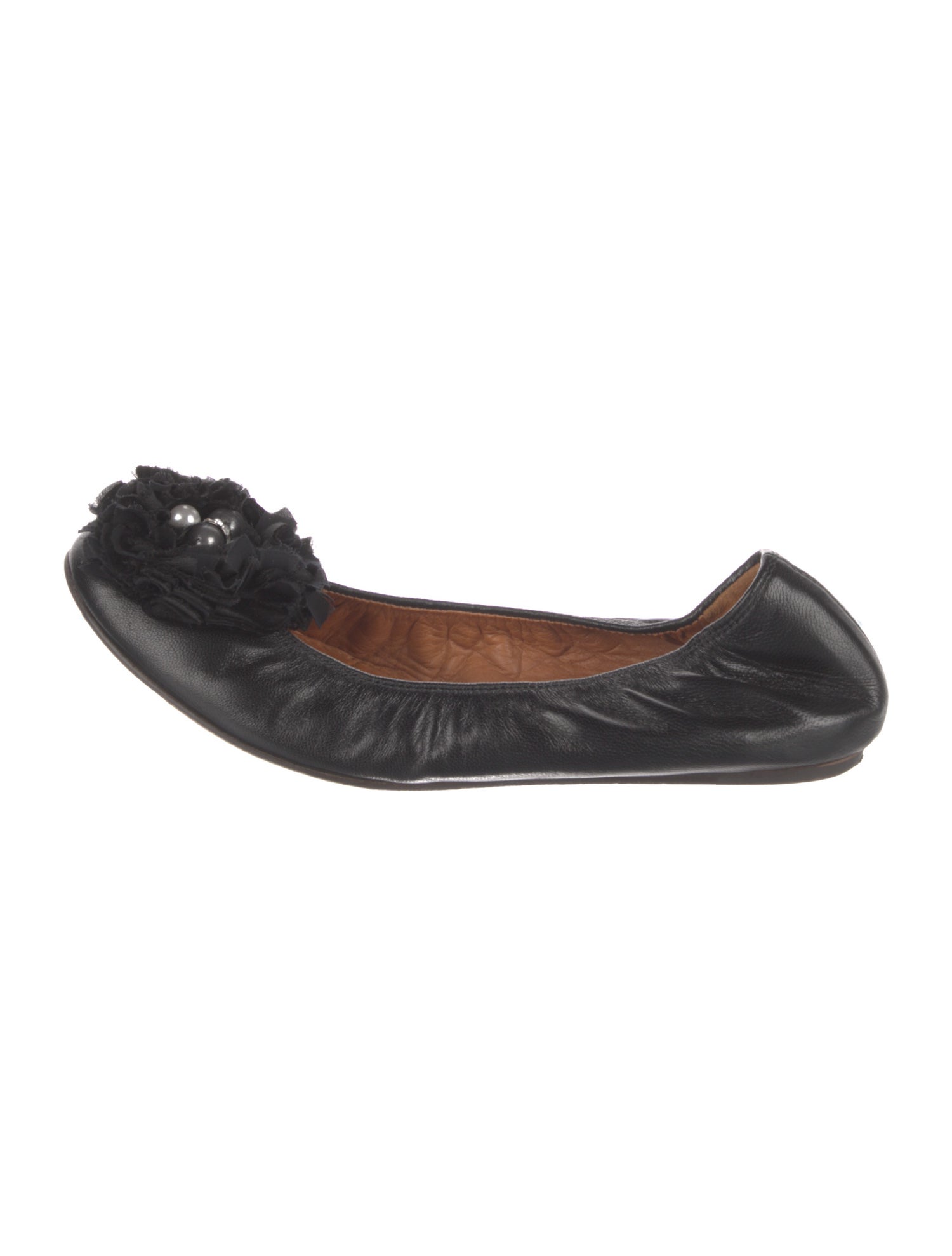 Lanvin Faux Pearl Accents Leather Ballet Flats