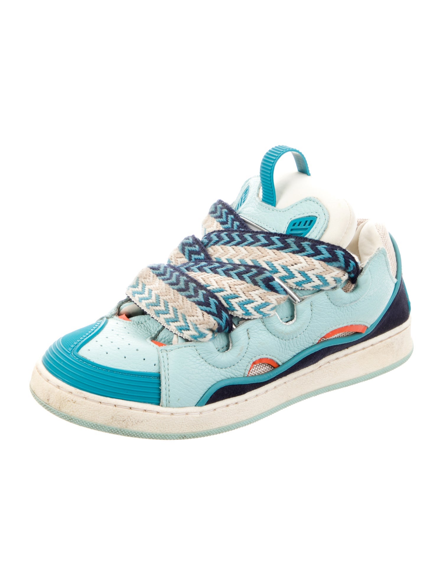 Lanvin Leather Colorblock Pattern Sneakers