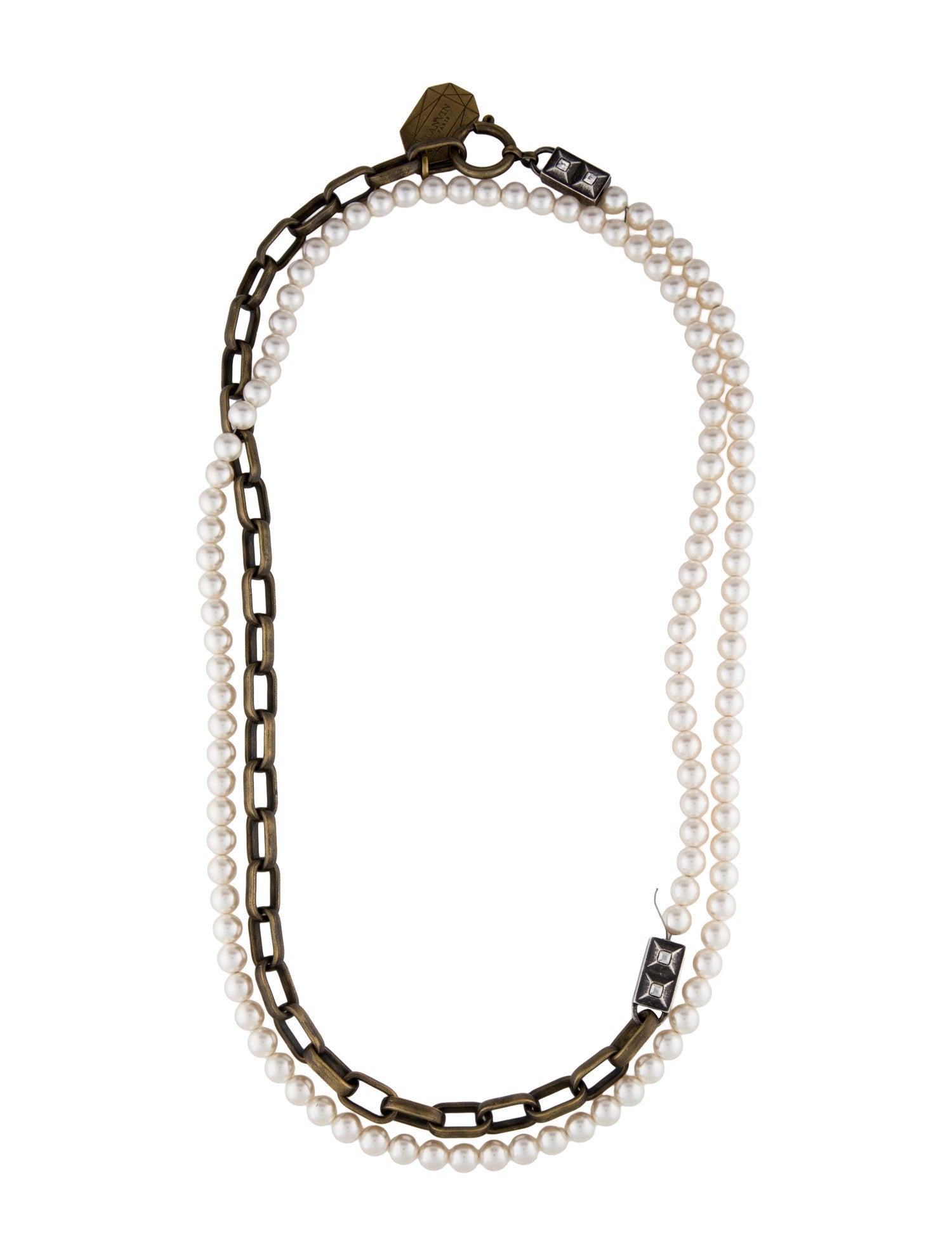 Lanvin Faux Pearl & Crystal Bead Necklace