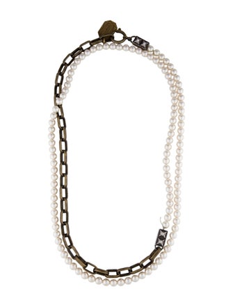 Lanvin Faux Pearl & Crystal Bead Necklace