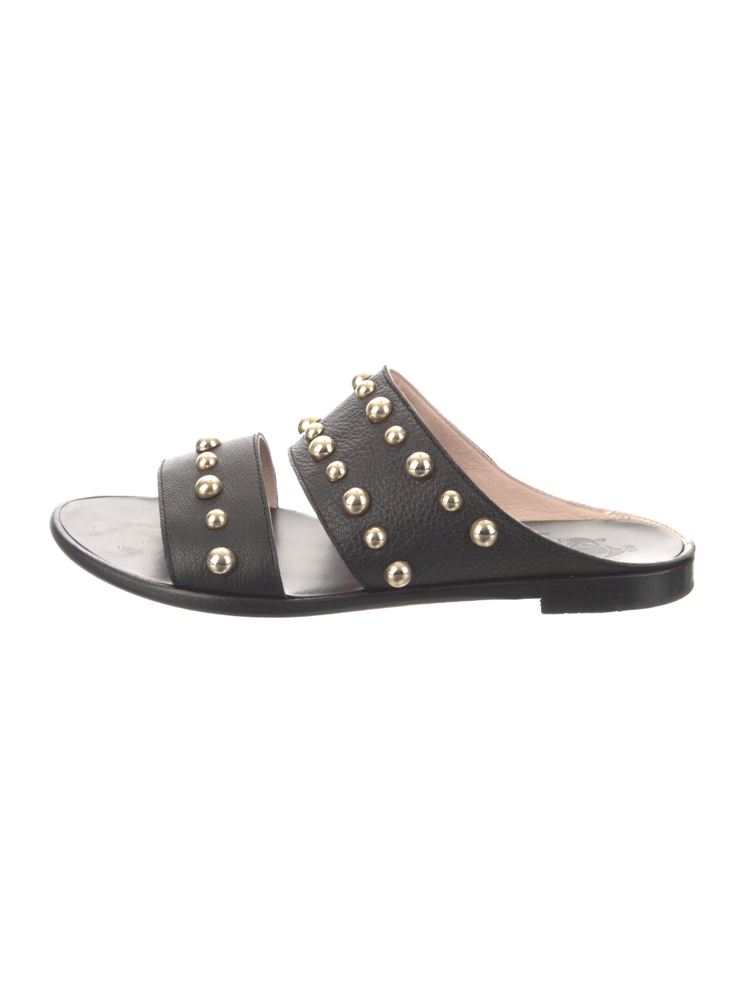 Lanvin Leather Studded Accents Slides