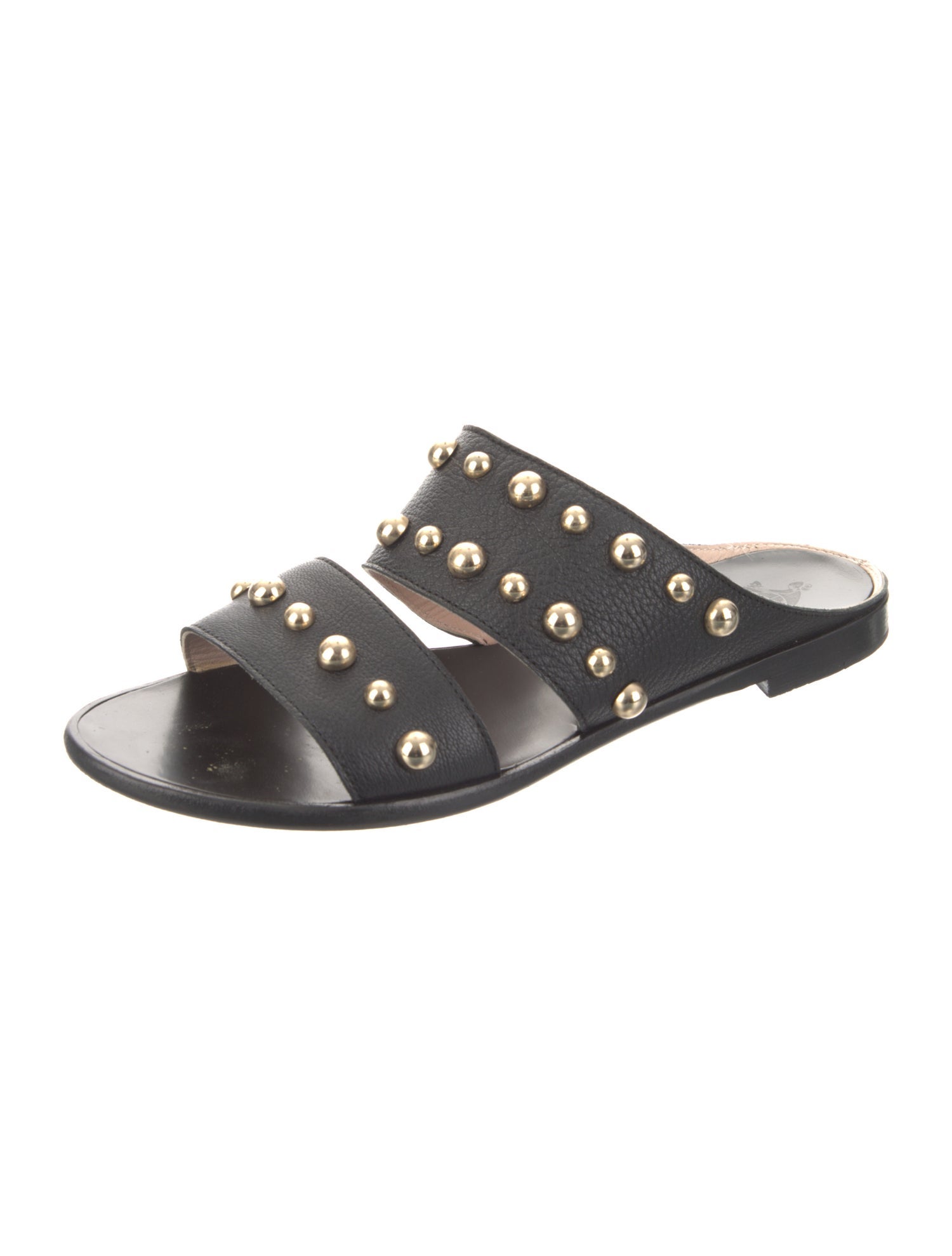 Lanvin Leather Studded Accents Slides