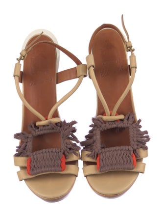 Lanvin Leather Colorblock Pattern Slingback Sandals
