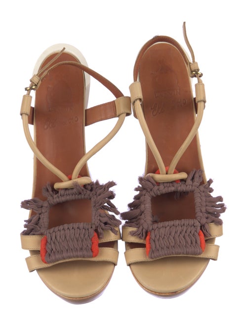 Lanvin Leather Colorblock Pattern Slingback Sandals