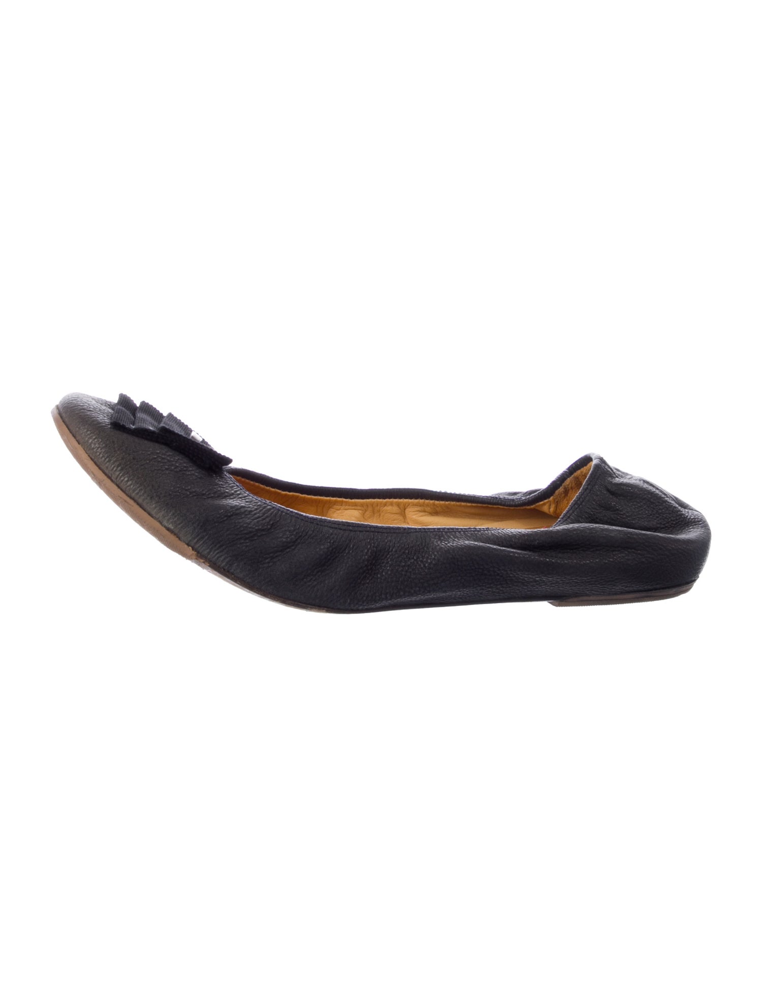 Lanvin Leather Grosgrain Trim Ballet Flats