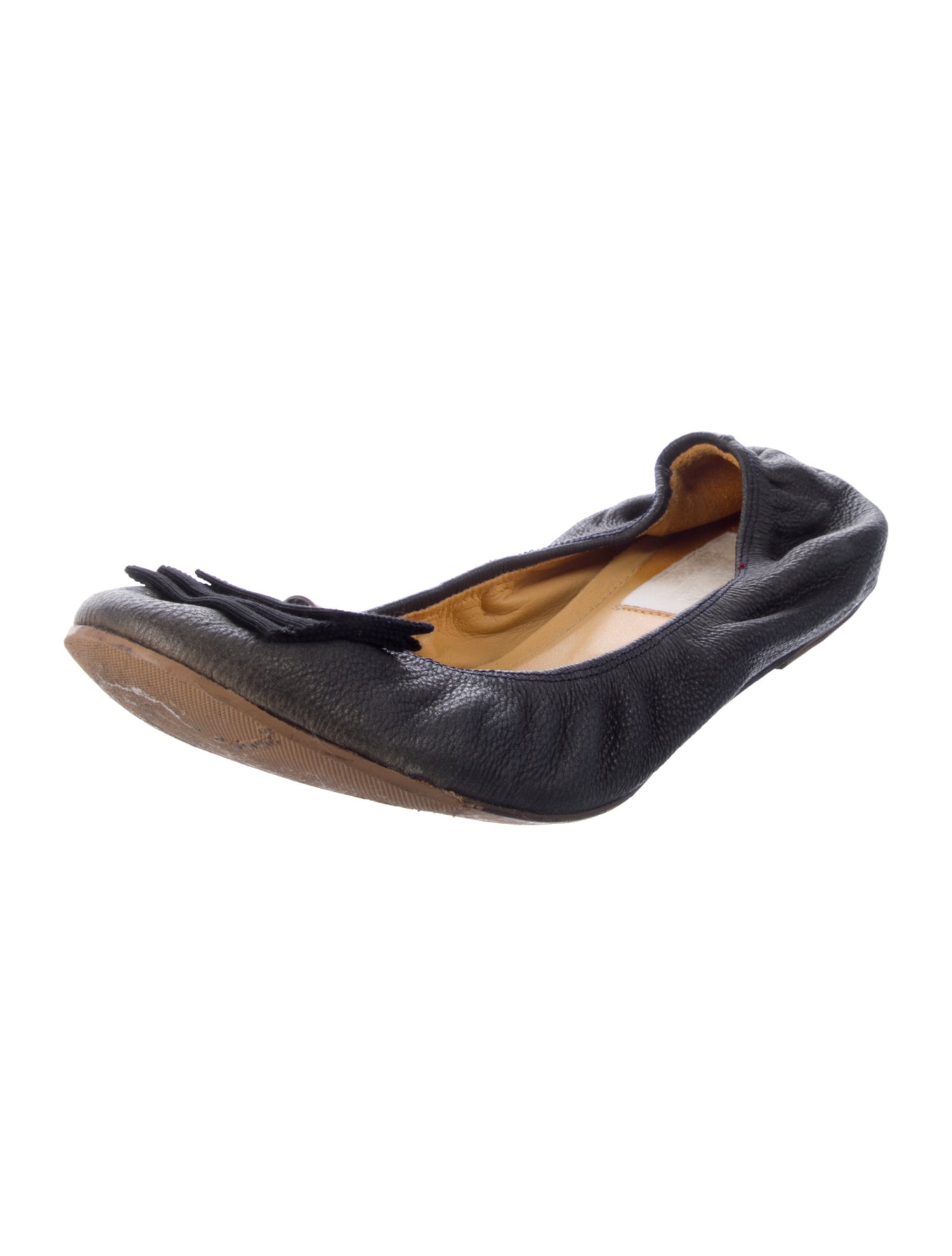 Lanvin Leather Grosgrain Trim Ballet Flats