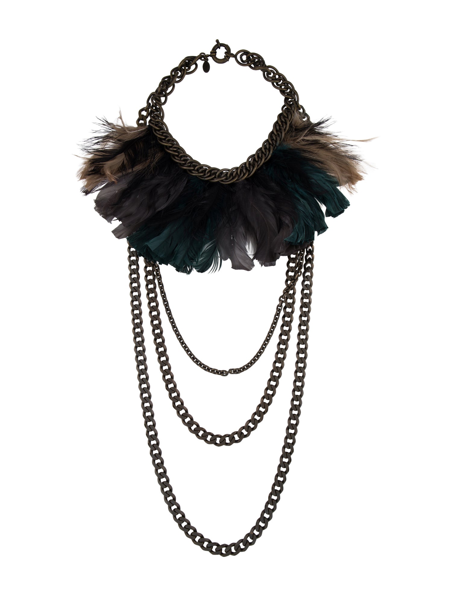 Lanvin Feather Multistrand Collar Necklace