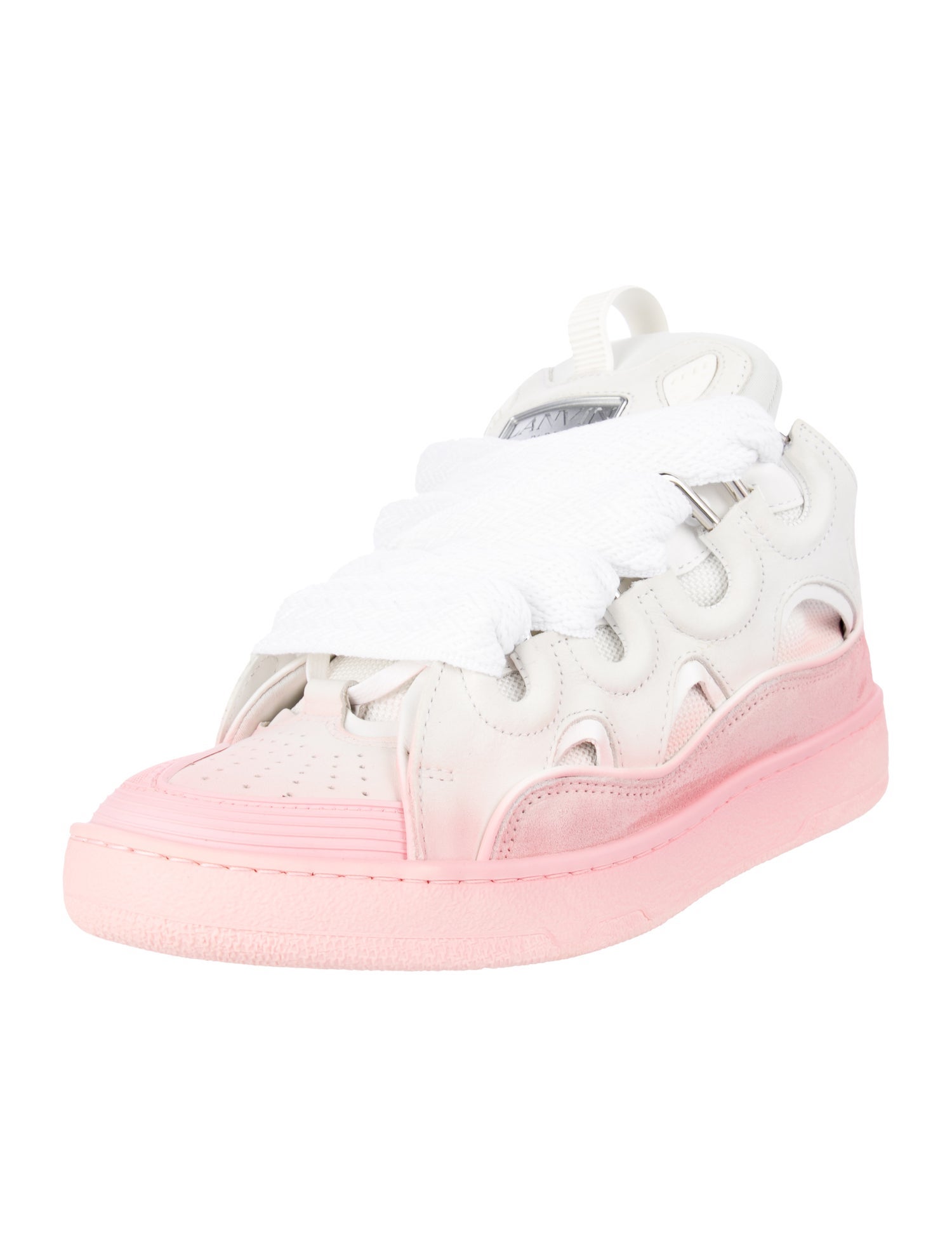 Lanvin Leather Colorblock Pattern Sneakers