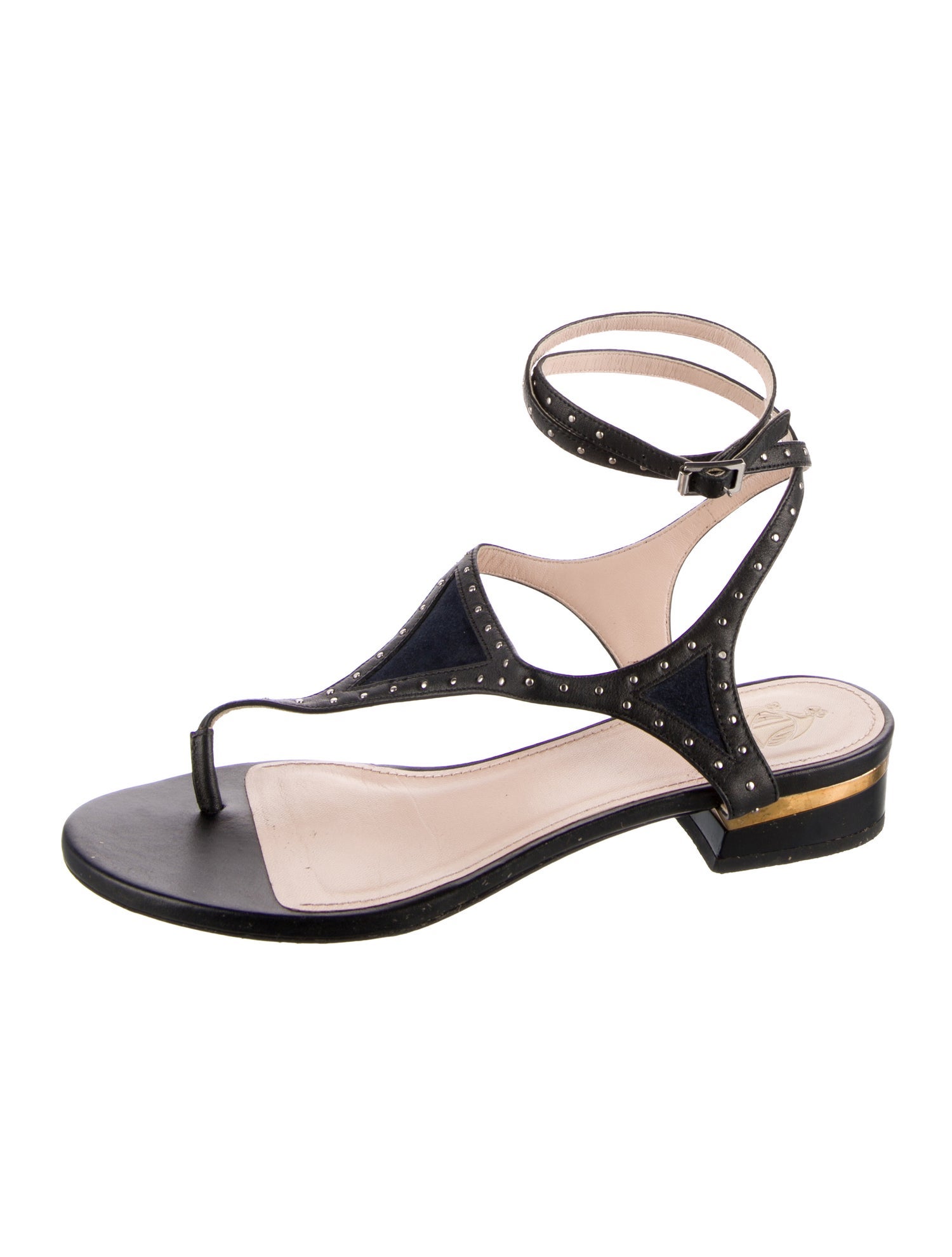 Lanvin Leather Studded Accents Gladiator Sandals