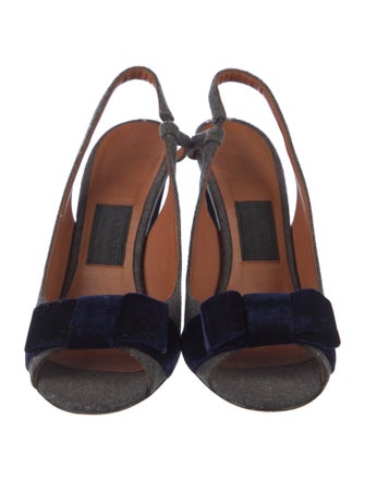 Lanvin Wool Bow Accents Slingback Sandals