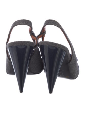 Lanvin Wool Bow Accents Slingback Sandals