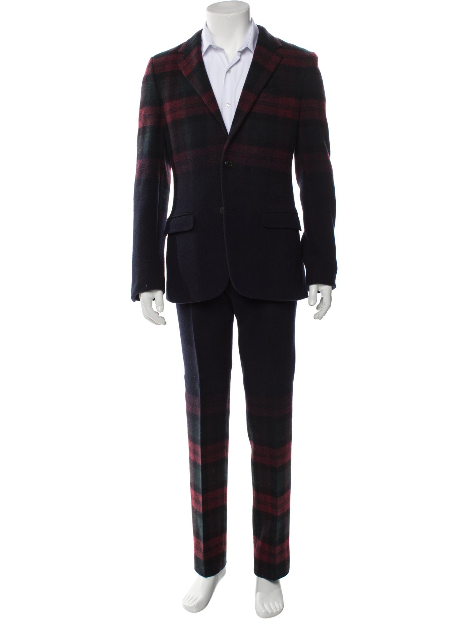 Lanvin Wool Plaid Print Two-Piece Suit w/ Tags