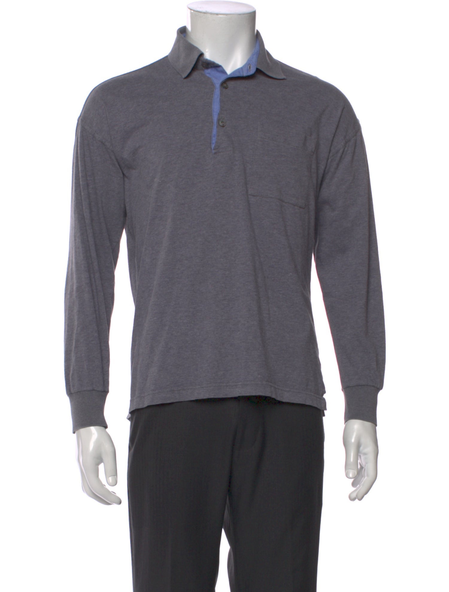 Lanvin V-Neck Long Sleeve Polo Shirt