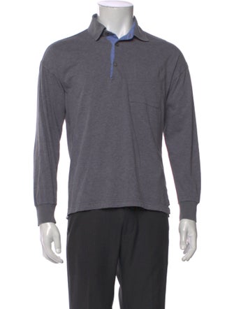 Lanvin V-Neck Long Sleeve Polo Shirt