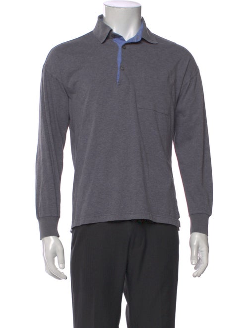 Lanvin V-Neck Long Sleeve Polo Shirt