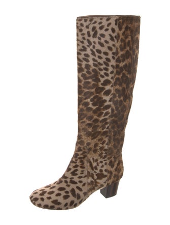 Lanvin Ponyhair Animal Print Riding Boots