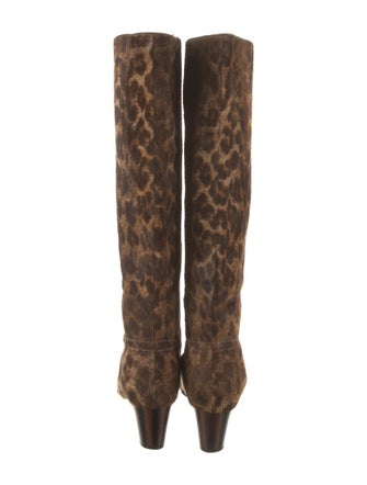 Lanvin Ponyhair Animal Print Riding Boots