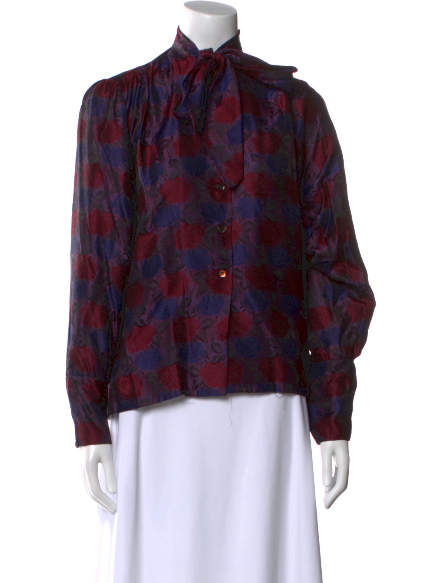 Lanvin Silk Plaid Print Blouse