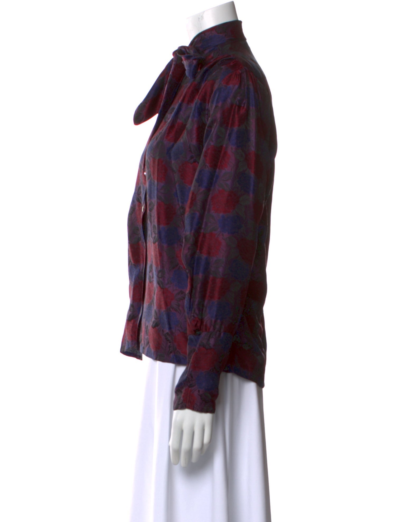 Lanvin Silk Plaid Print Blouse