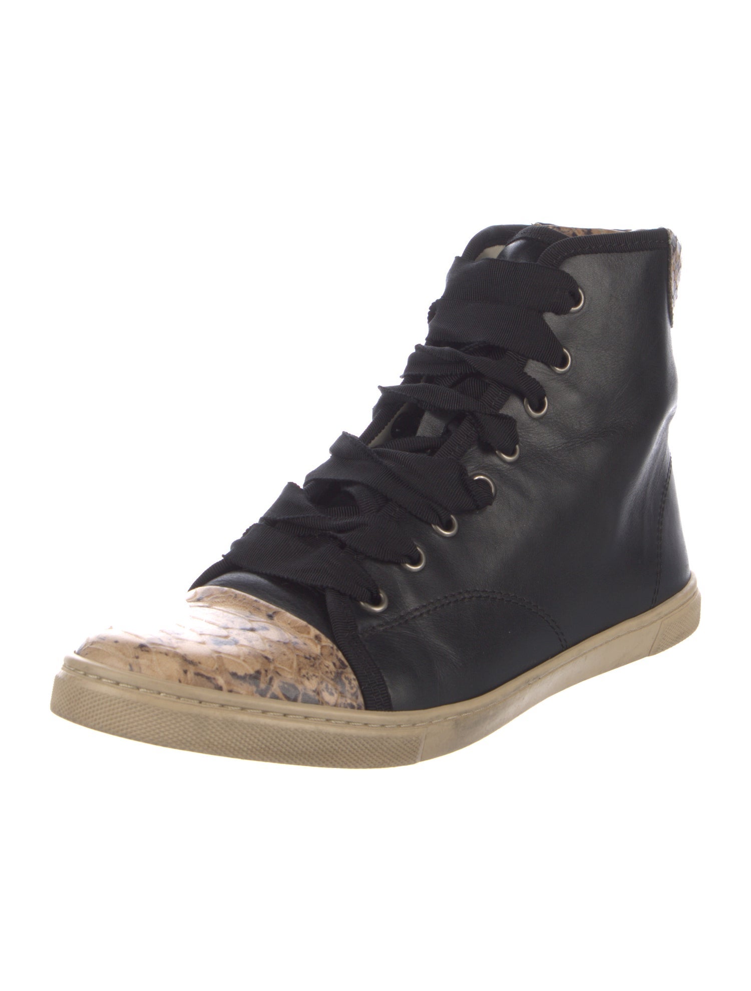 Lanvin Leather Animal Print Sneakers