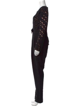 Lanvin Lace Pattern V-Neck Jumpsuit
