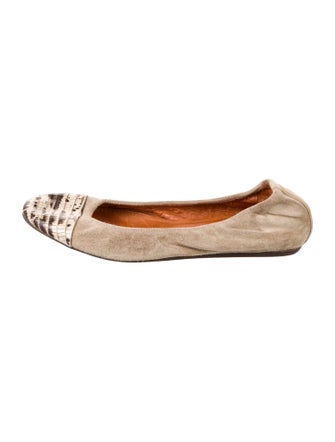 Lanvin Suede Animal Print Ballet Flats