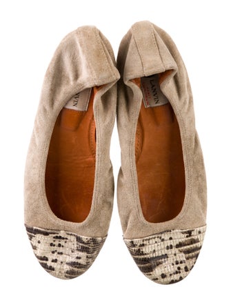 Lanvin Suede Animal Print Ballet Flats