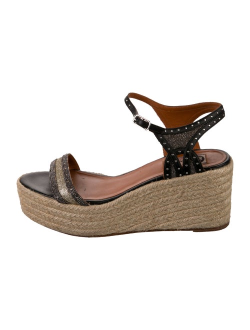 Lanvin Leather Glitter Accents Espadrilles
