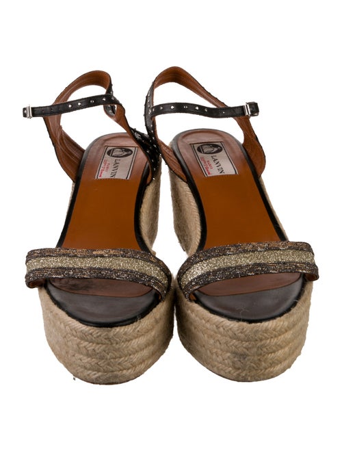 Lanvin Leather Glitter Accents Espadrilles