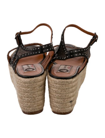 Lanvin Leather Glitter Accents Espadrilles
