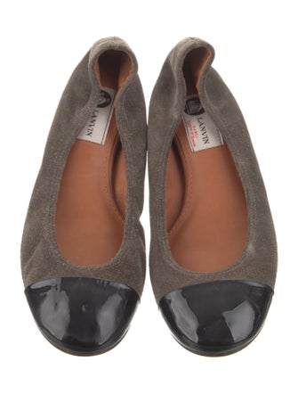 Lanvin Suede Colorblock Pattern Ballet Flats
