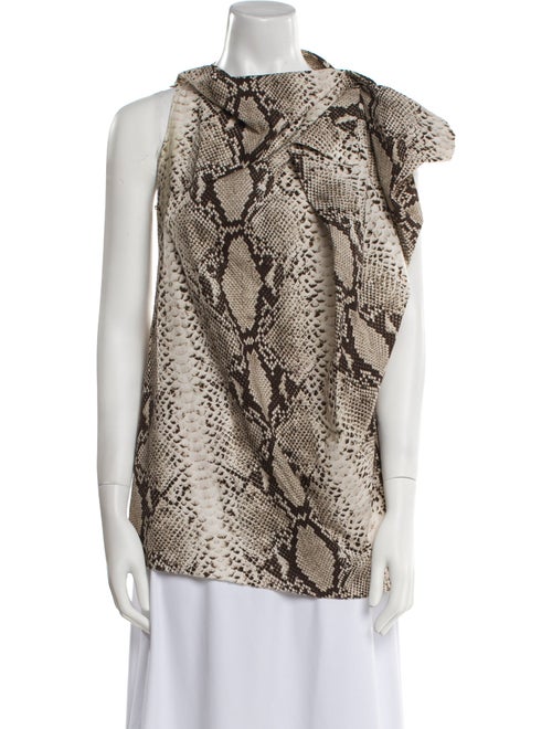 Lanvin Animal Print Cowl Neck Blouse