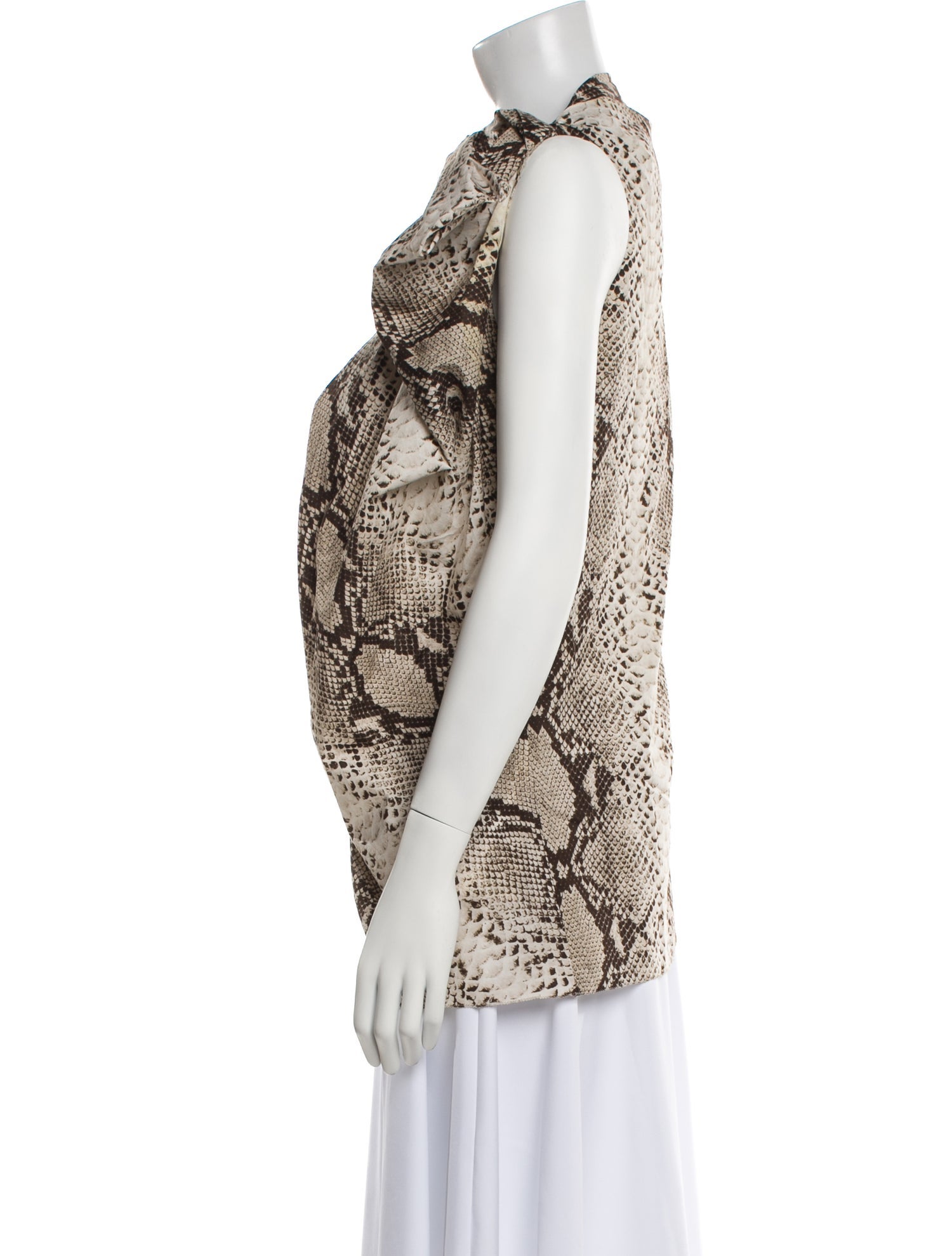 Lanvin Animal Print Cowl Neck Blouse