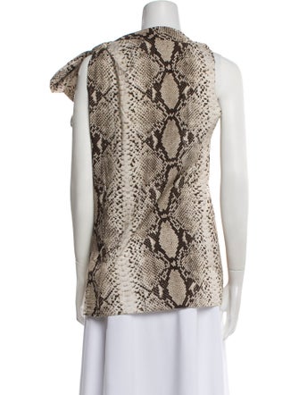 Lanvin Animal Print Cowl Neck Blouse