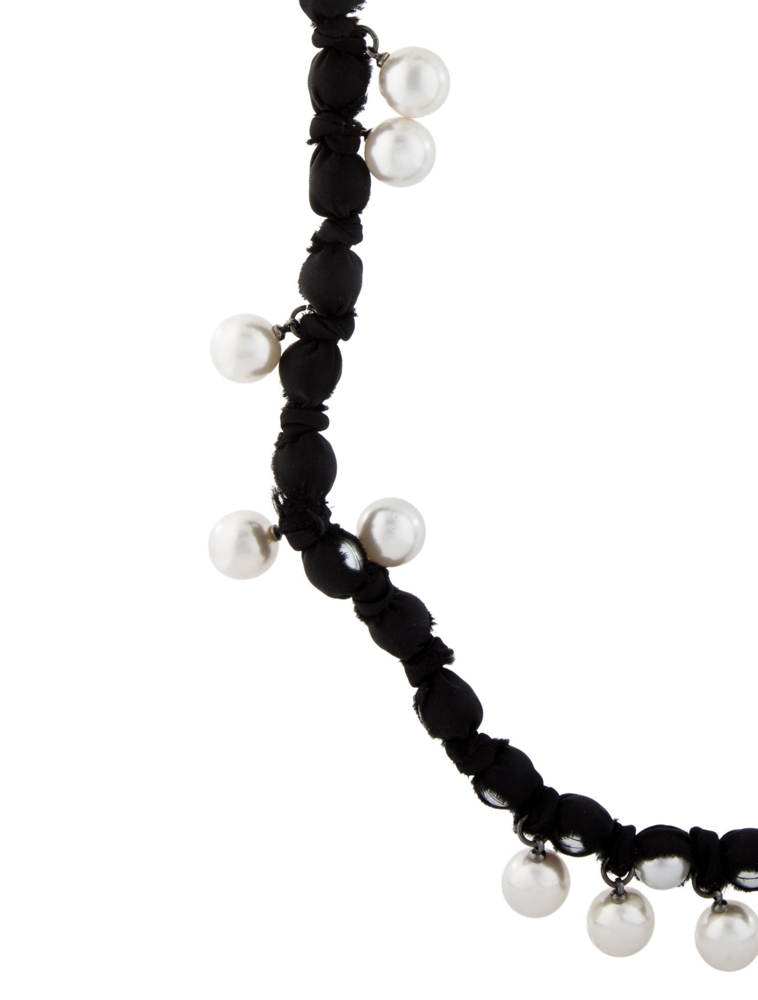 Lanvin Faux Pearl & Ribbon Bead Strand Necklace