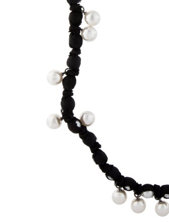 Lanvin Faux Pearl & Ribbon Bead Strand Necklace