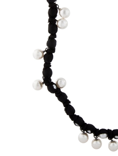 Lanvin Faux Pearl & Ribbon Bead Strand Necklace