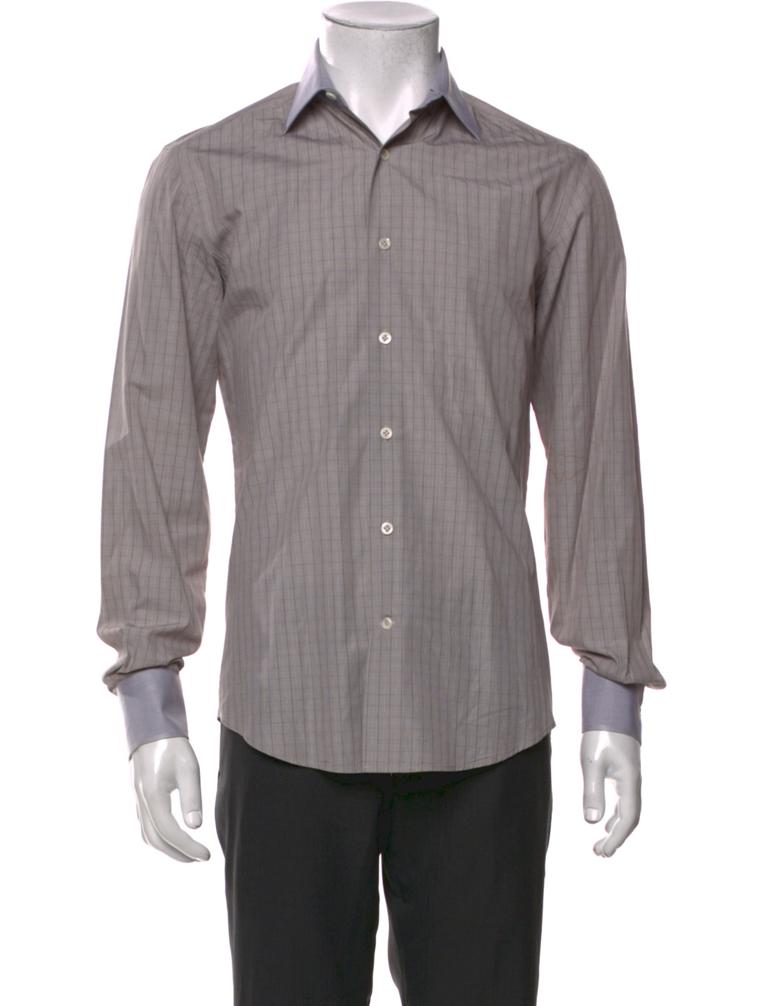 Lanvin Plaid Print Long Sleeve Dress Shirt