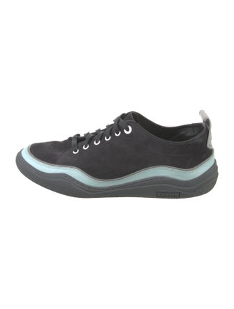 Lanvin Suede Colorblock Pattern Sneakers