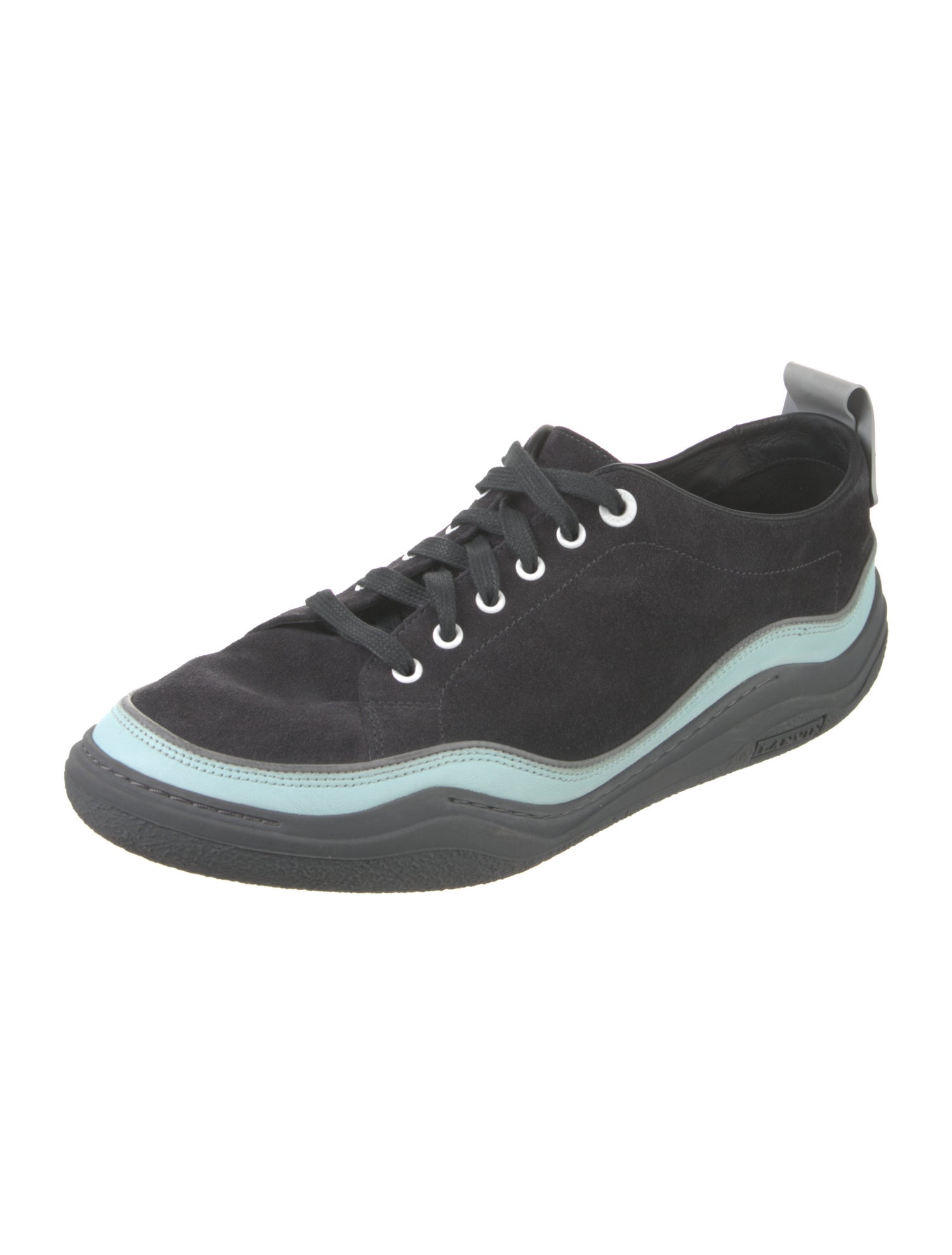 Lanvin Suede Colorblock Pattern Sneakers