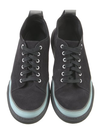 Lanvin Suede Colorblock Pattern Sneakers