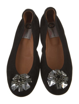 Lanvin Suede Bow Accents Ballet Flats