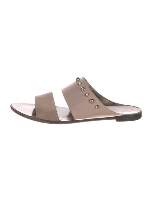 Lanvin Leather Studded Accents Slides