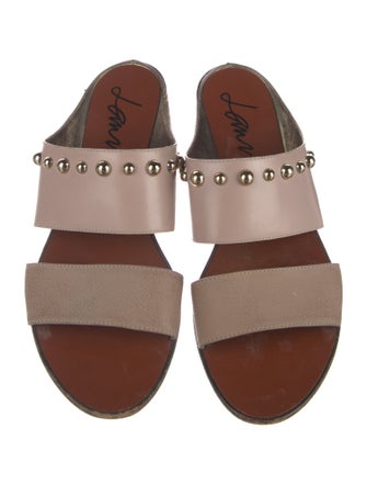 Lanvin Leather Studded Accents Slides